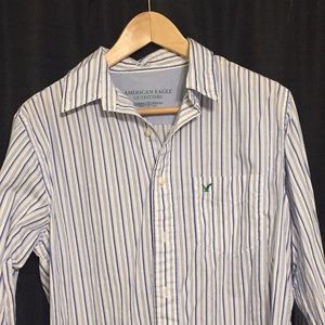 American Eagle Blue Striped Button Down - Small